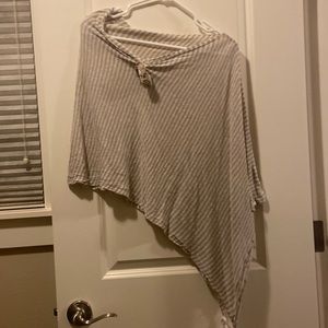 Vintage asymmetric striped knit shawl